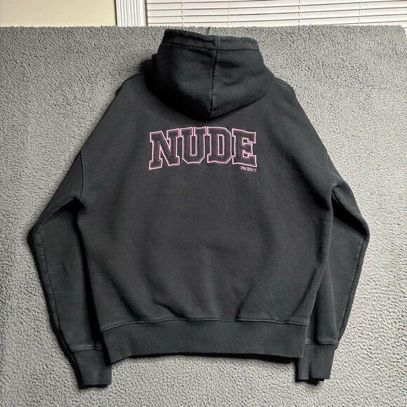 Nude Project Mens Hoodie Size Large Embroidered Logo Double Sided Designer - Picture 11 of 13